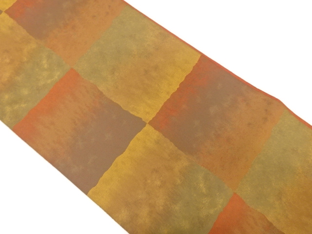 変わり市松模様織り出し　全通袋帯